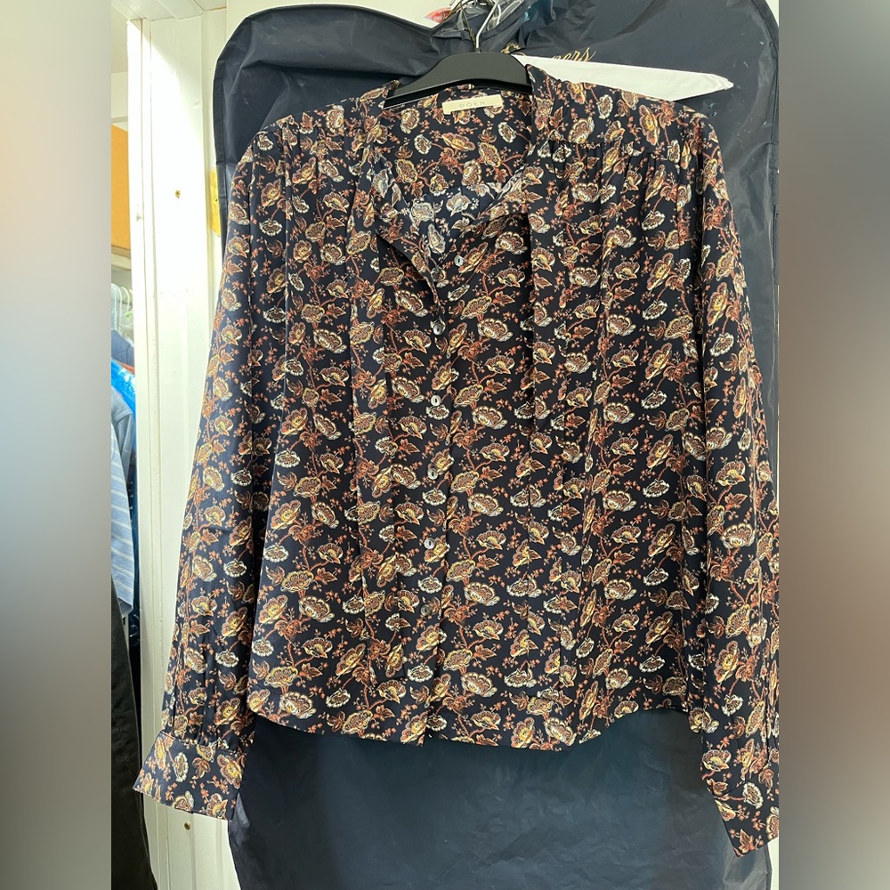 doen judith top navy arbor rose floral size small nwt